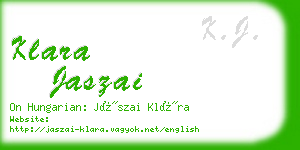 klara jaszai business card